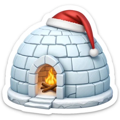 igloo xmas santa hat sticker