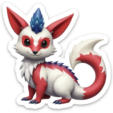 Scaly furry cute colorful exotic realistic painted smooth glossy Zangoose-Salandit-Minccino-Absol-fusion sticker