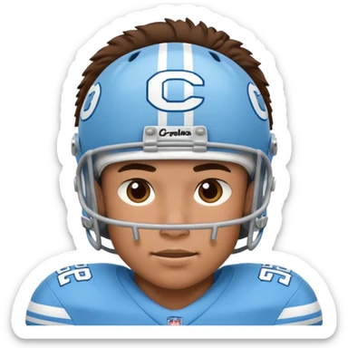College football player in  Carolina Blue color  sticker
