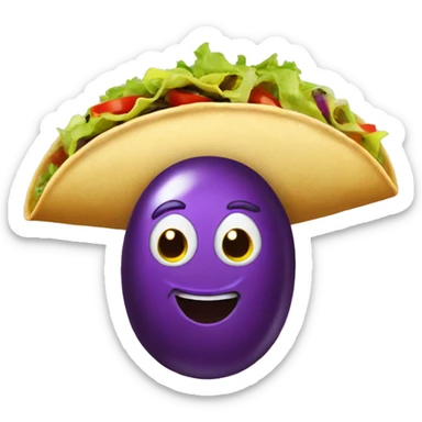 Taco with a eggplant sticker