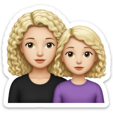 no make the mother have straight blond hair and daughter black culry haikr sticker