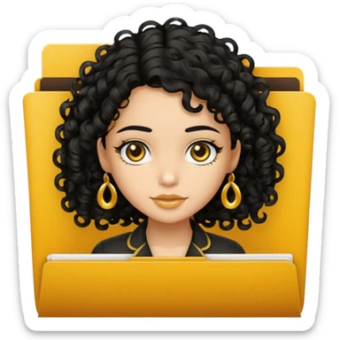 black transparent folder - with a canela skin girl with curly black hair logo  sticker