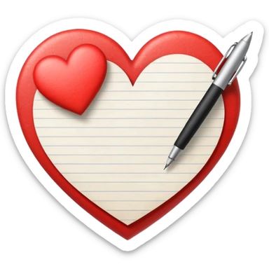 Writing paper on a heart sticker