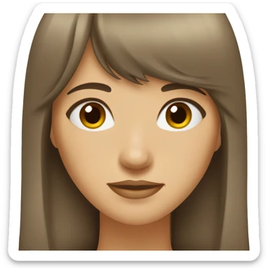 woman with brown hair and bangs and eyelashes and hazel eyes sticker