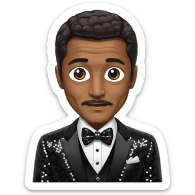 Sammy Davis Jr with dark brown hair, black sequin outfit sticker