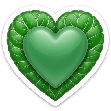 green heart with a leaf pattern sticker