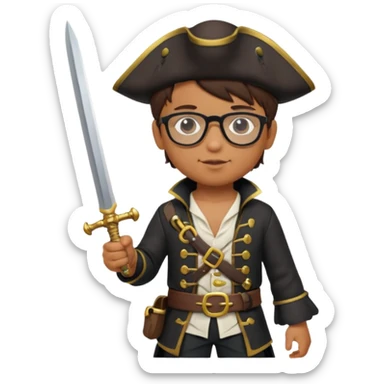 kid boy with pirate costume wearing glasses sticker