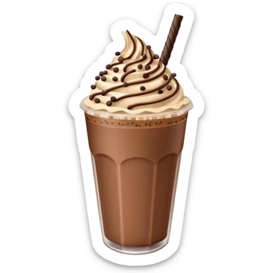 Chocolate mocha frappe latte chai latte drink with a chocolate straw and yummy chocolate sprinkles sticker