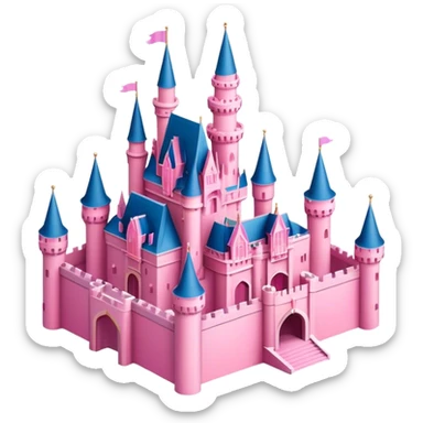 Pink Disney world castle, isometric exterior view  sticker