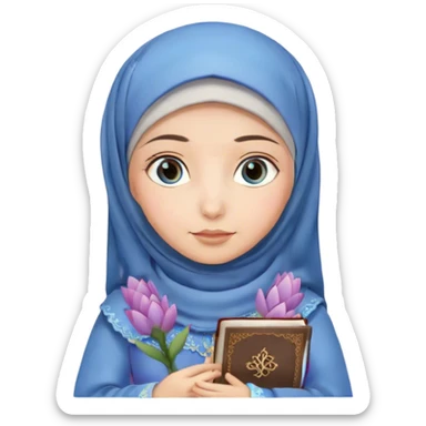 Turkish beautiful finish Konya girl blue eyes with hijab and hyacinth flower dress have Quran  sticker
