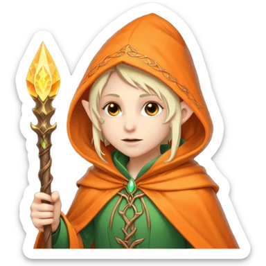 Mage elf with glowing orange staff sticker