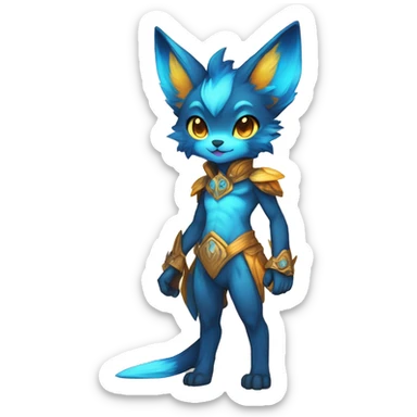 Anthro-Edgy-Cool-Blue-Yellow-Beige-Orange-Contrast-Colors-Fantasy-Fur-Sona-Chibi-Shiny-Fakémon-Hybrid full body sticker