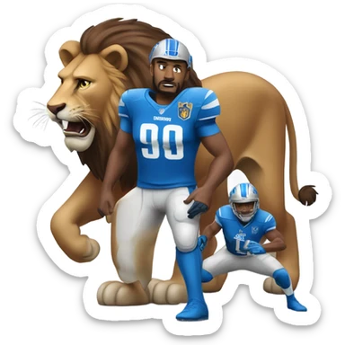 A Washington Commander taming a Detroit Lion sticker