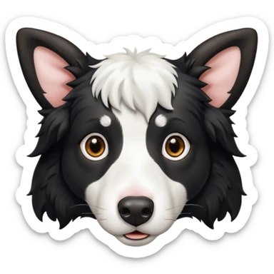 A black and white border collie with cow's horns. sticker