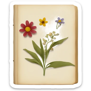 book with some pressed flowers on the pages realistic flowers pressing sticker