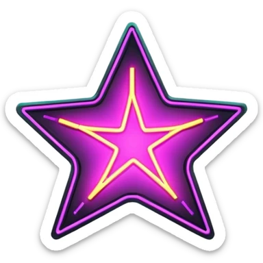 neon cyberpunk style star sticker