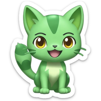 sprigatito pokemon green cat fullbody sticker