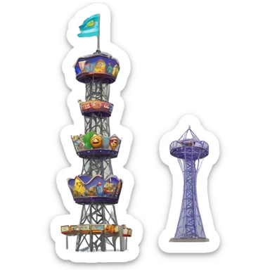 Drop tower amusement park  sticker