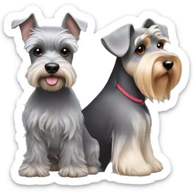 gray mini schnauzer with another mini schnauzer and yorkie sticker