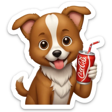 Un perro con un refresco sticker