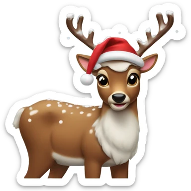 rudolph with an hat an snow sticker