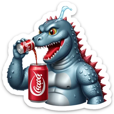 godzilla drinking dr pepper sticker