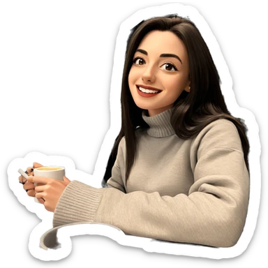 smiling girl with coffee mug sticker