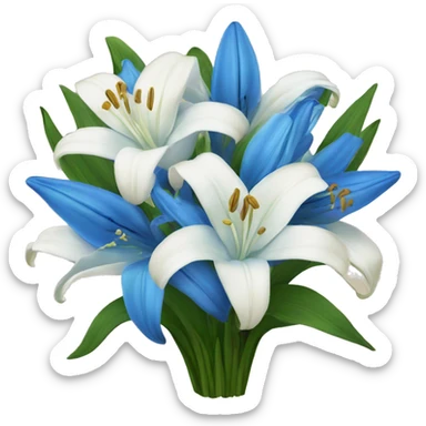 bouquet of white and blue lilies  sticker