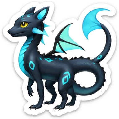 L Scaley Exotic Salandit-Aurorus-Umbreon-Fakémon-hybrid-creature (full body), 4 legs sticker