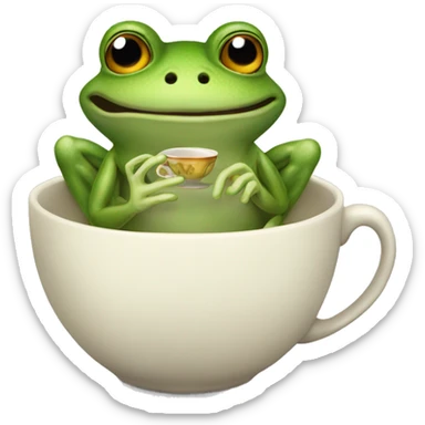 frog holding a teacup sticker