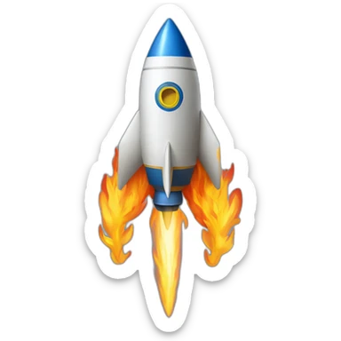 rocket with flame shaped as Ukrainian trident sticker