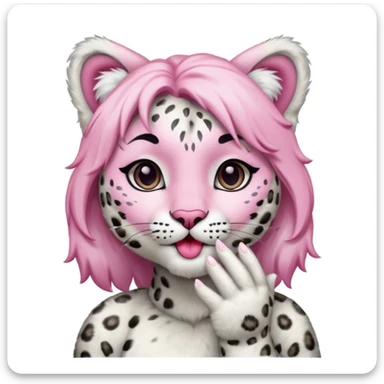 Anthropomorphic snow-leopard girl blowing kisses sticker