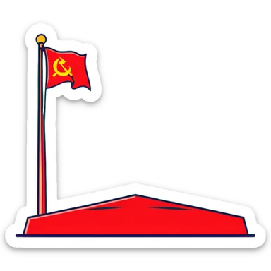 Red communist flag waving sticker