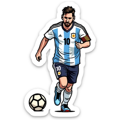 Lionel Messi soccer player with Argentine jersey number 10 sticker