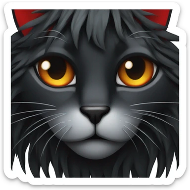 Edgy Black Cat with Long Emo Hair with Red Streaks sticker