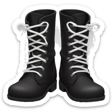 straight laced black combat boots with white laces sticker
