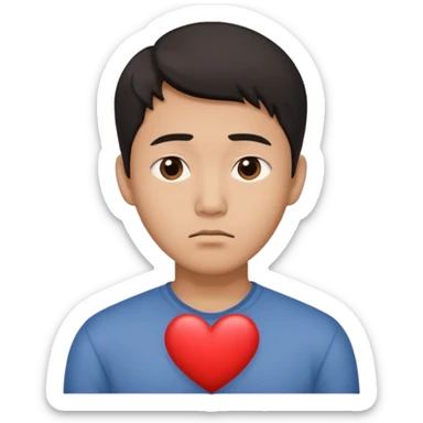 Face that has a heart but looks a bit  sad but its a aisan man sticker