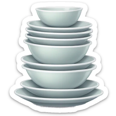 clean stack of dishes with bubbles sticker