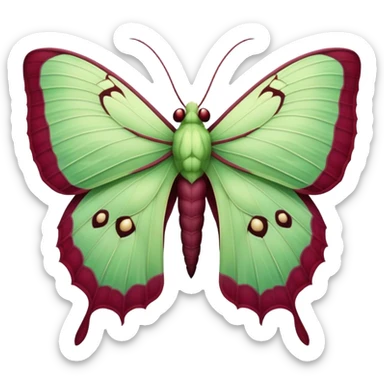 Burgundy luna moth sticker