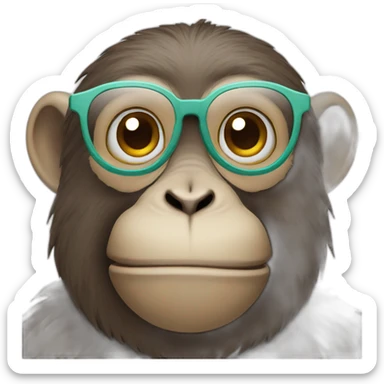 head of monkey with a glasses sticker