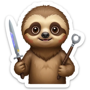 Cute little sloth holding a knife but looking evil sticker