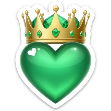 green heart with a crown sticker