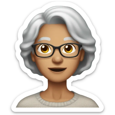 70-year-old mom, with broad shoulders, with a gray bob sneaking to turn off your Christmas tree lights sticker