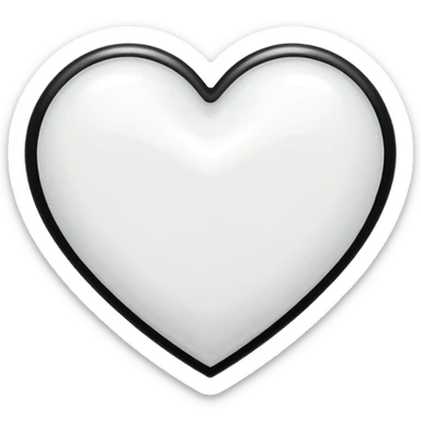 white heart with metallic black border sticker