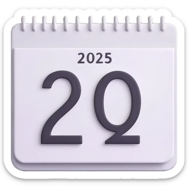 white calendar with just the number 2025 sticker