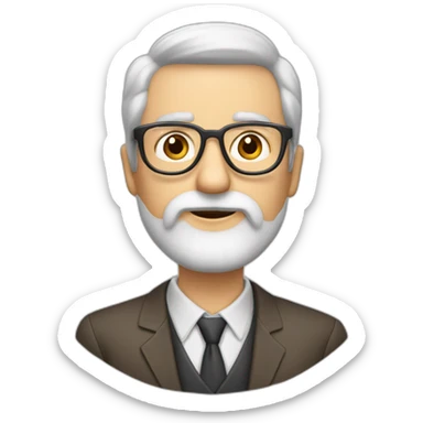 Profesor sin gafas, de 60 años, de barba corta y blanca y pelo blanco sticker