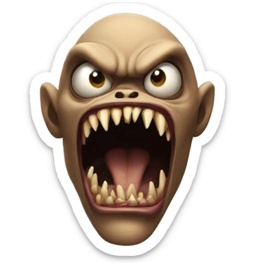 terrifying inhuman creature with predatory eyes and sharp teeth sticker