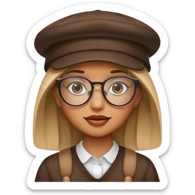 hatted girl with glasses sticker