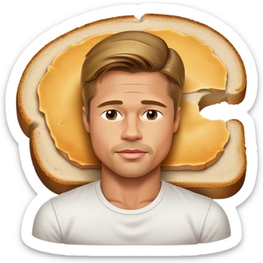 Brad Pitt lying on a slice of bread sticker