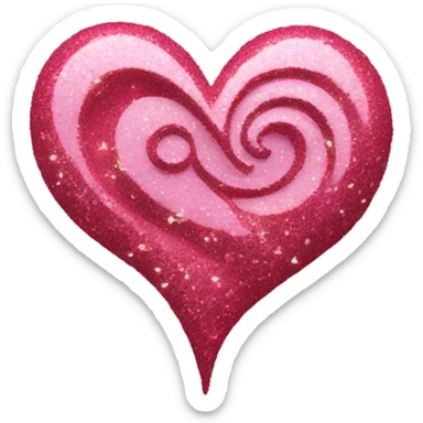 Pink glitter swirling hearts sticker